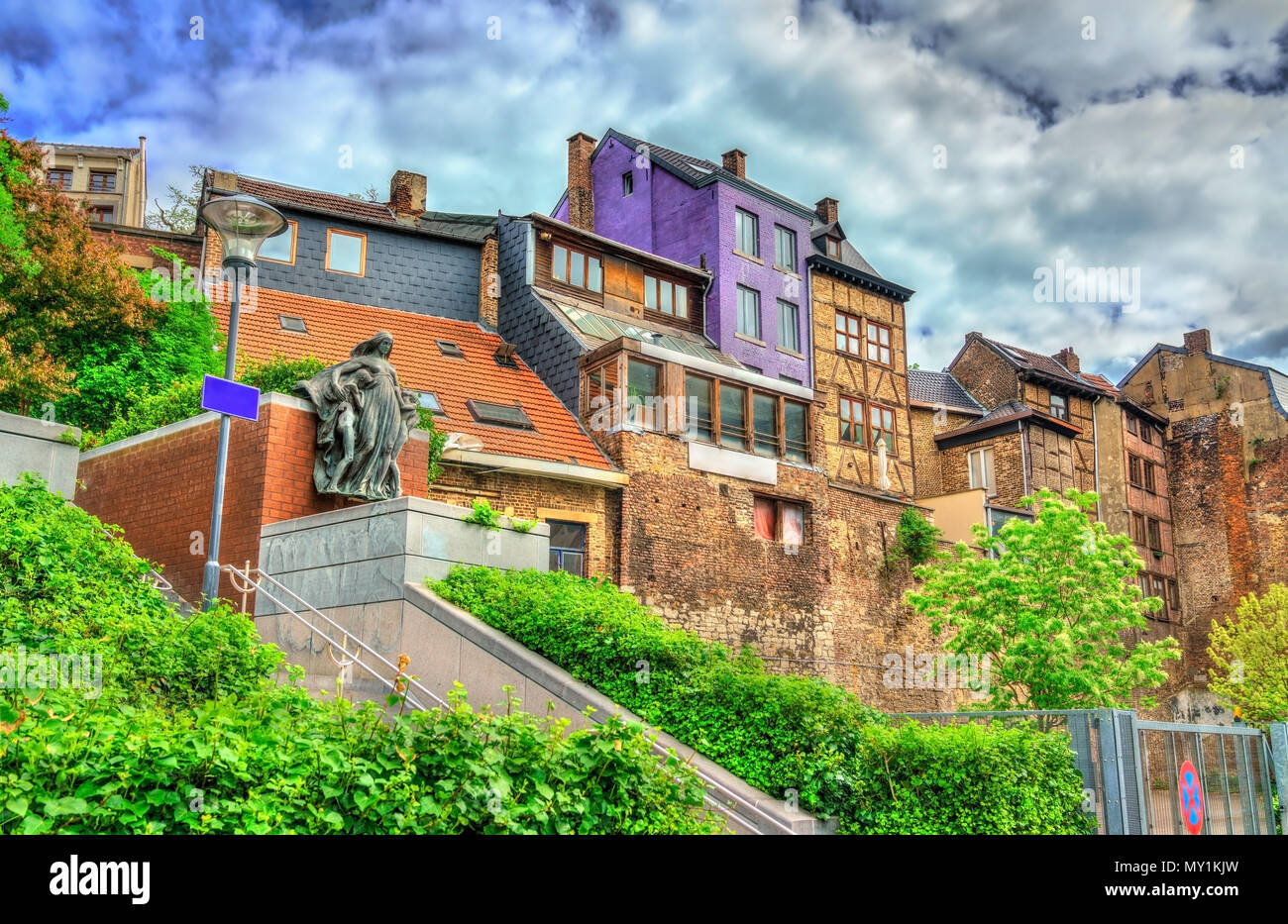 Bâtiments typiques dans le centre-ville de Liège, Belgique Banque D'Images