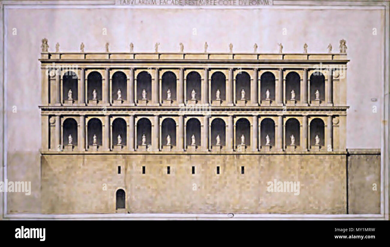 . Anglais : reconstruction d'Aquarelle de l'ancienne cité romaine Tabularium . 1865. 511 Constant Moyaux Tabularium Banque D'Images