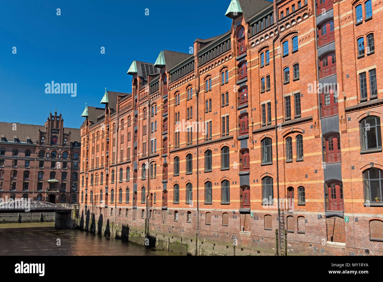 Quartier des entrepôts de Speicherstadt HafenCity Hamburg Allemagne Banque D'Images