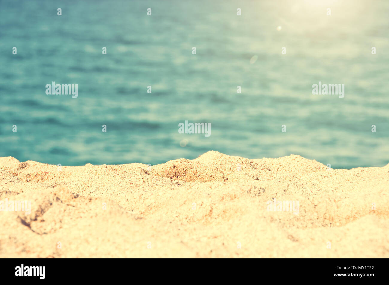 Close up sur le sable d'une plage, l'océan, l'arrière-plan d'été Banque D'Images