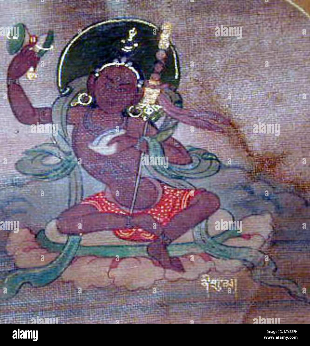 . Anglais : Détails d'un tankha de Khyungpo Naljor, Tibet oriental, vers 1900, avec la permission des artefacts bouddhiste / Parkham Place Gallery, Sydney, Australie . 1900. Shangpadakininiguma 484 inconnu Banque D'Images
