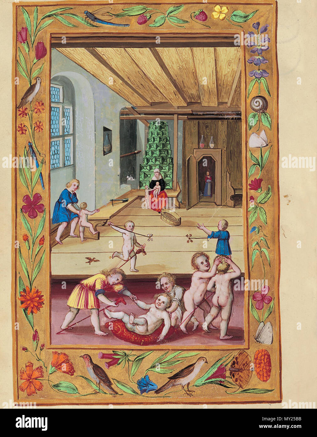 498 Splendor Solis - Traité d'Alchimie - Enfants jouant Banque D'Images