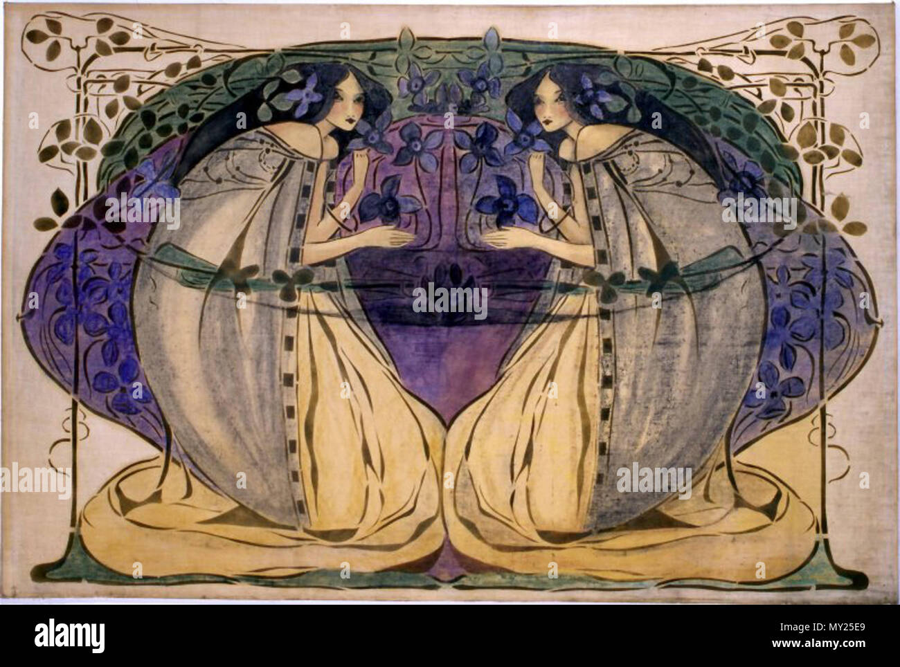 . Aquarelle sur lin de printemps, 83,0 x 124,0 cm, Hunterian Museum and Art Gallery . Entre 1900 et vers 1905. Frances MacDonald 498 Springfm Banque D'Images