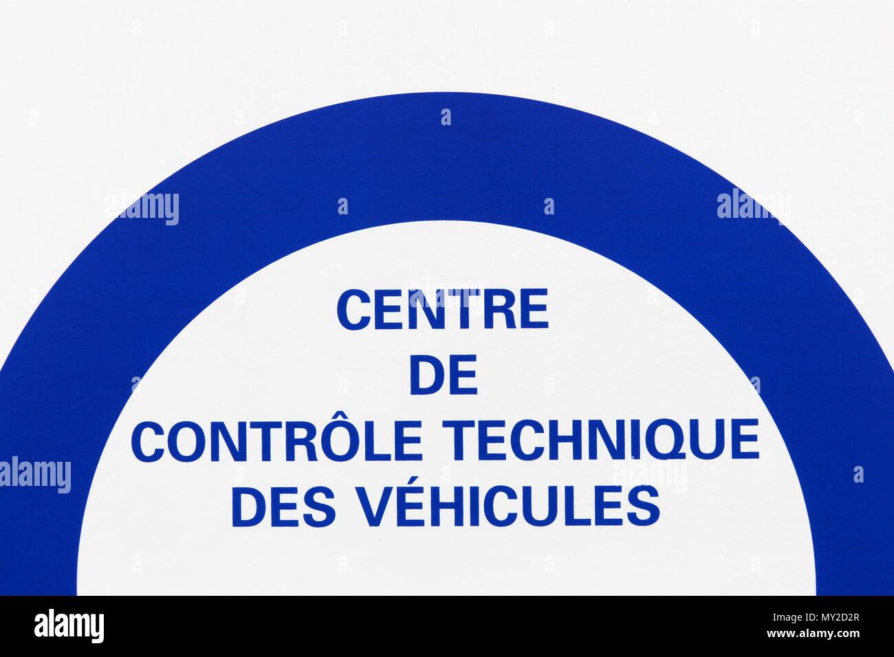 Signe d'inspection des véhicules en France Banque D'Images