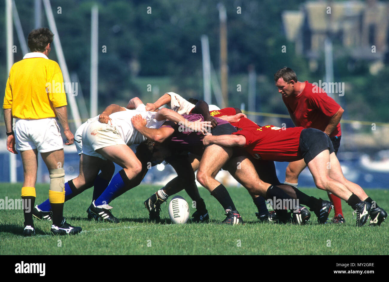 Un match de rugby en cours à Newport, Rhode Island, USA Banque D'Images