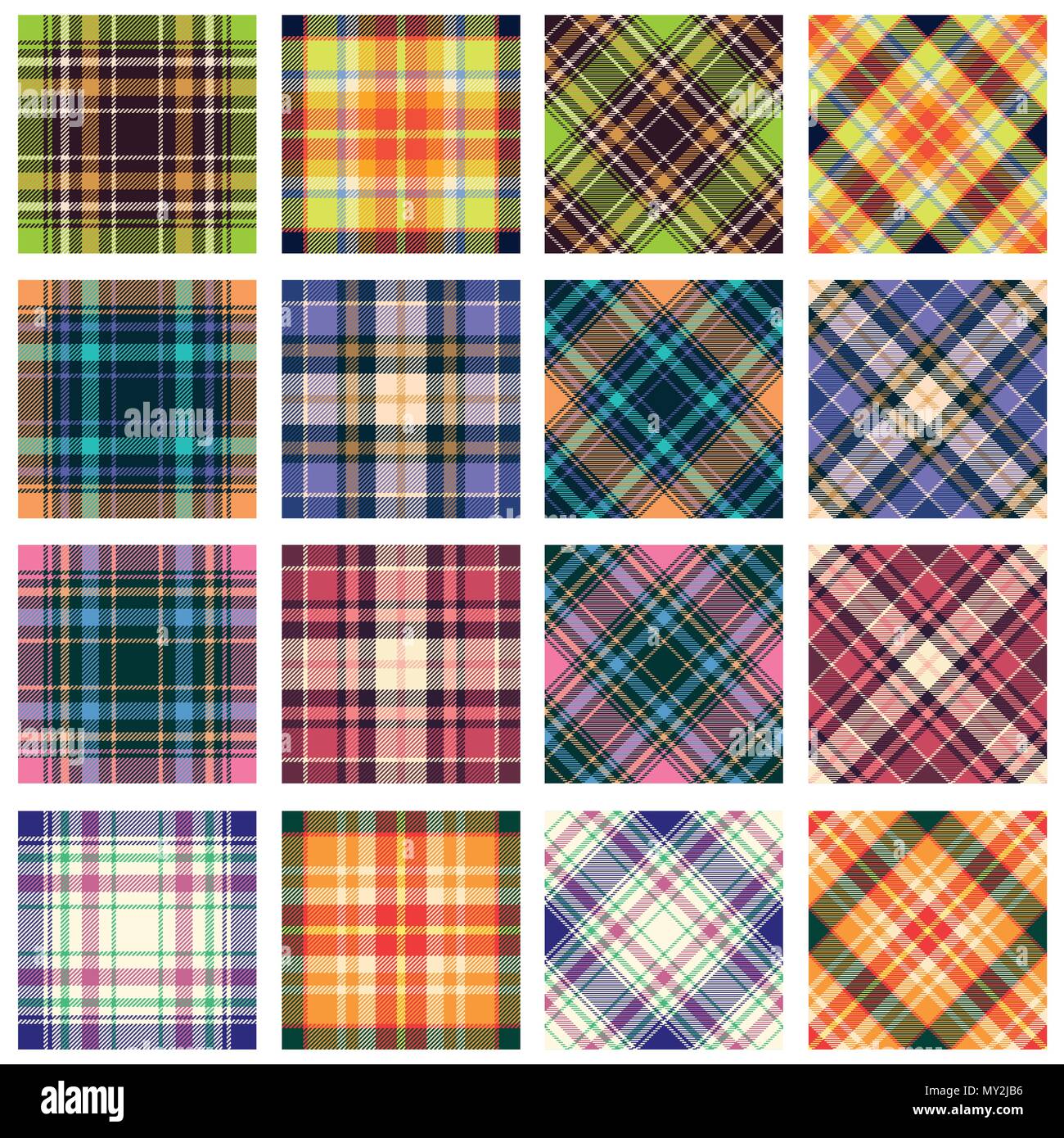 Les modèles à carreaux collection, 16 motifs tartan transparente dans l'orientation divers Illustration de Vecteur