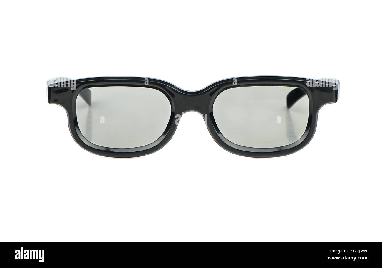 Lunettes 3D en plastique isolé sur fond blanc Banque D'Images
