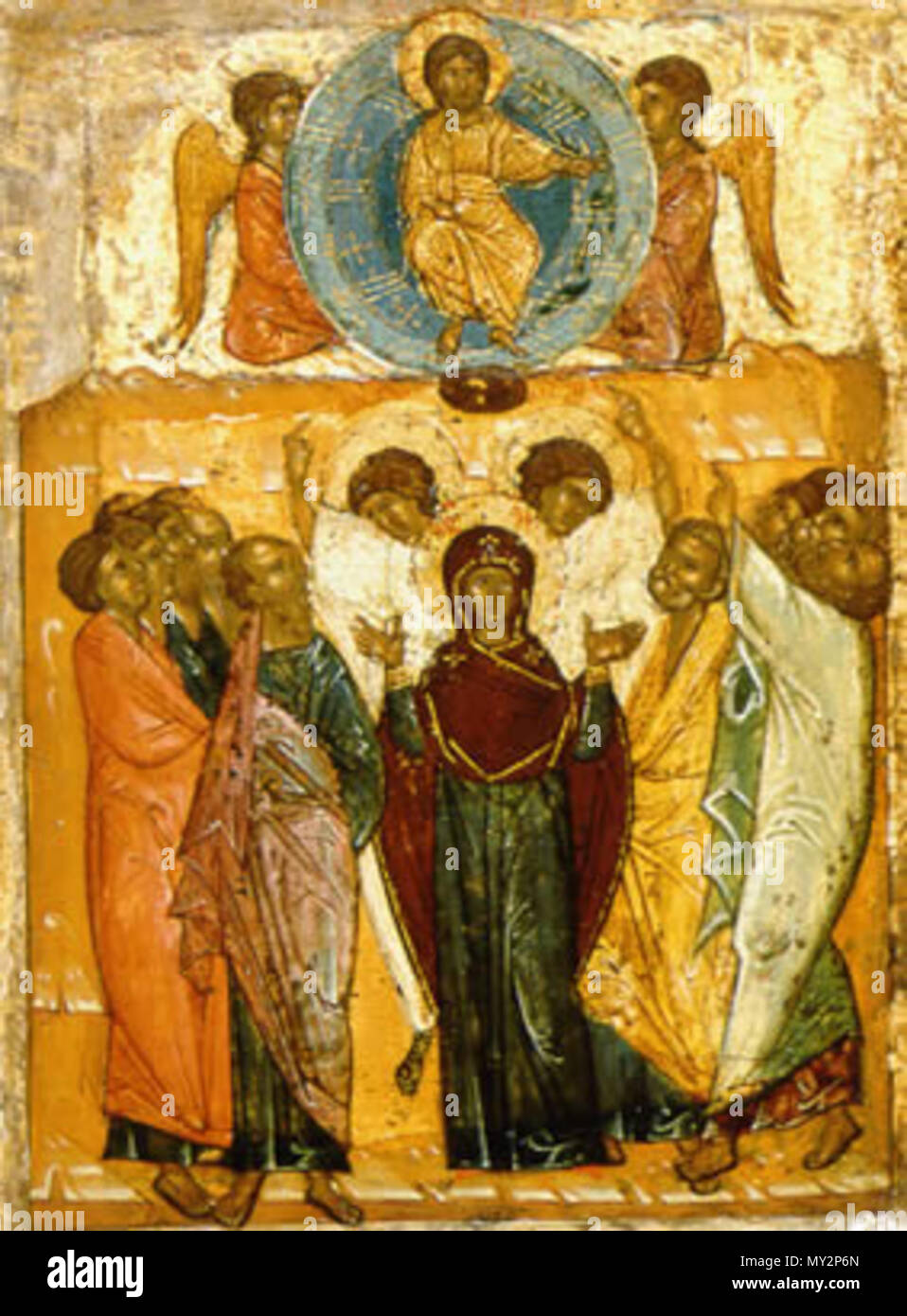 . L'Ascension de Notre Seigneur . 14e siècle. L'École de Novgorod 518 l'Ascension de Notre Seigneur Banque D'Images