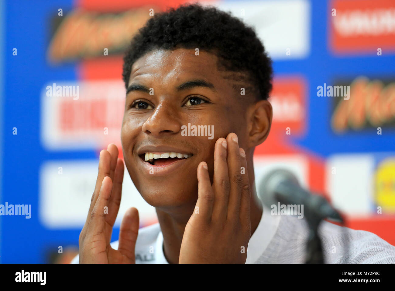 L'Angleterre prend la parole lors du Marcus Rashford journée des médias à St George's Park, Burton. Banque D'Images
