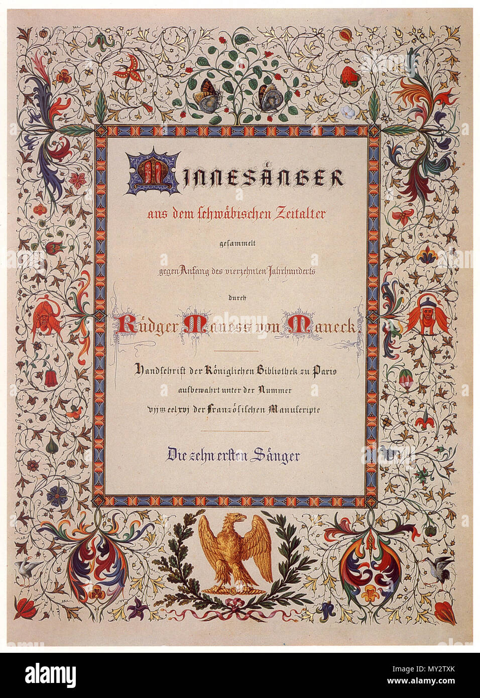 530 1850 Titelblatt Minnesänger Banque D'Images