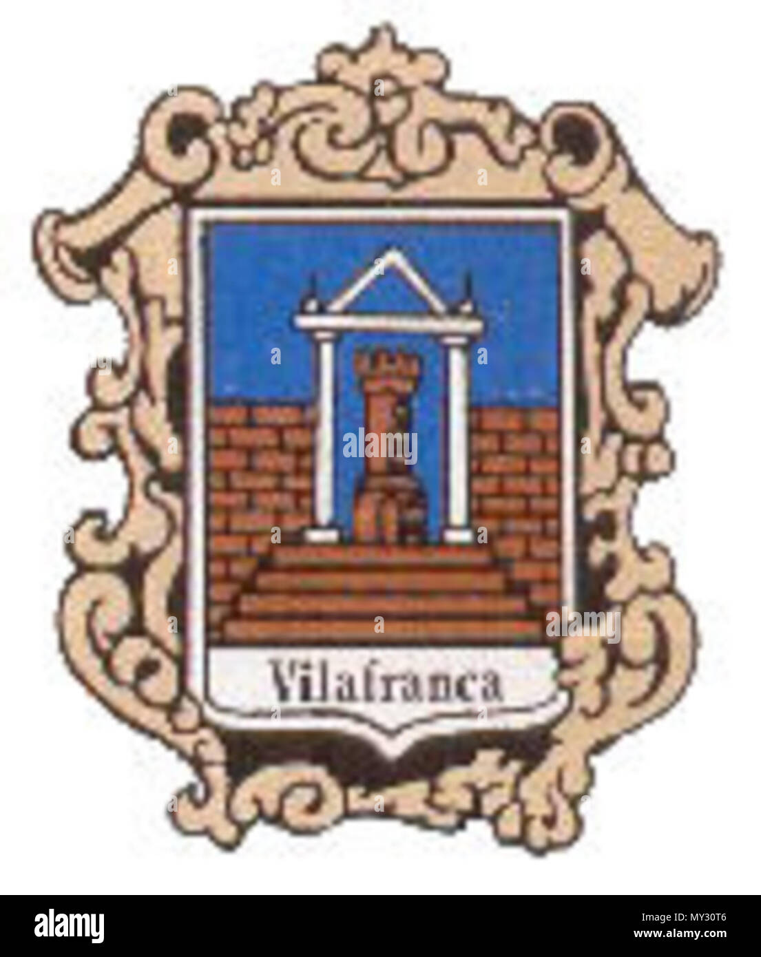 . Escudo de Villafranca de Bonany, en Mallorca (Islas Baleares, Espagne) . 12 décembre 2009. Bibiloni a 551 Vilafranca de Bonany escut Banque D'Images