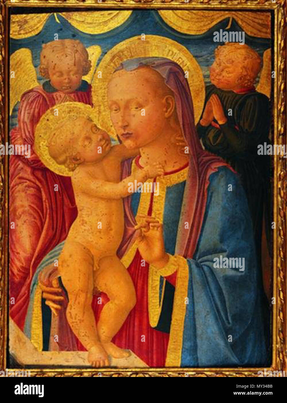 . Anglais : Vierge à l'enfant avec des anges. Italiano : Madonna con Bambino e angeli. . 1460-1470 574 Zanobi Machiavelli - La Vergine col bambino e due Angeli Banque D'Images