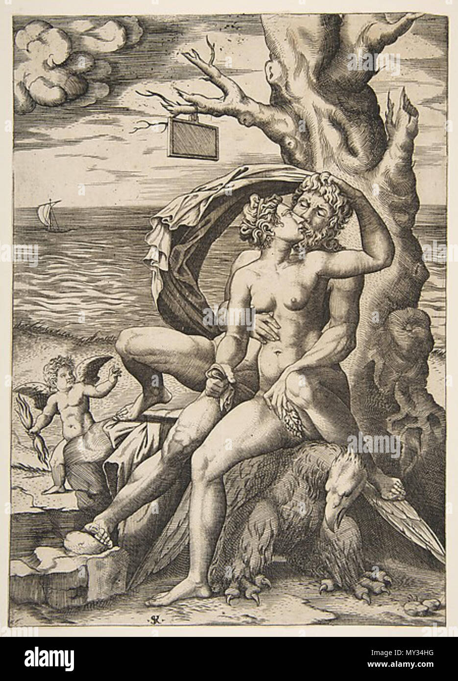 . Anglais : Zeus et Semele embrassant . 1er janvier 1727. Marco Dente 575 Zeus et Semele Banque D'Images