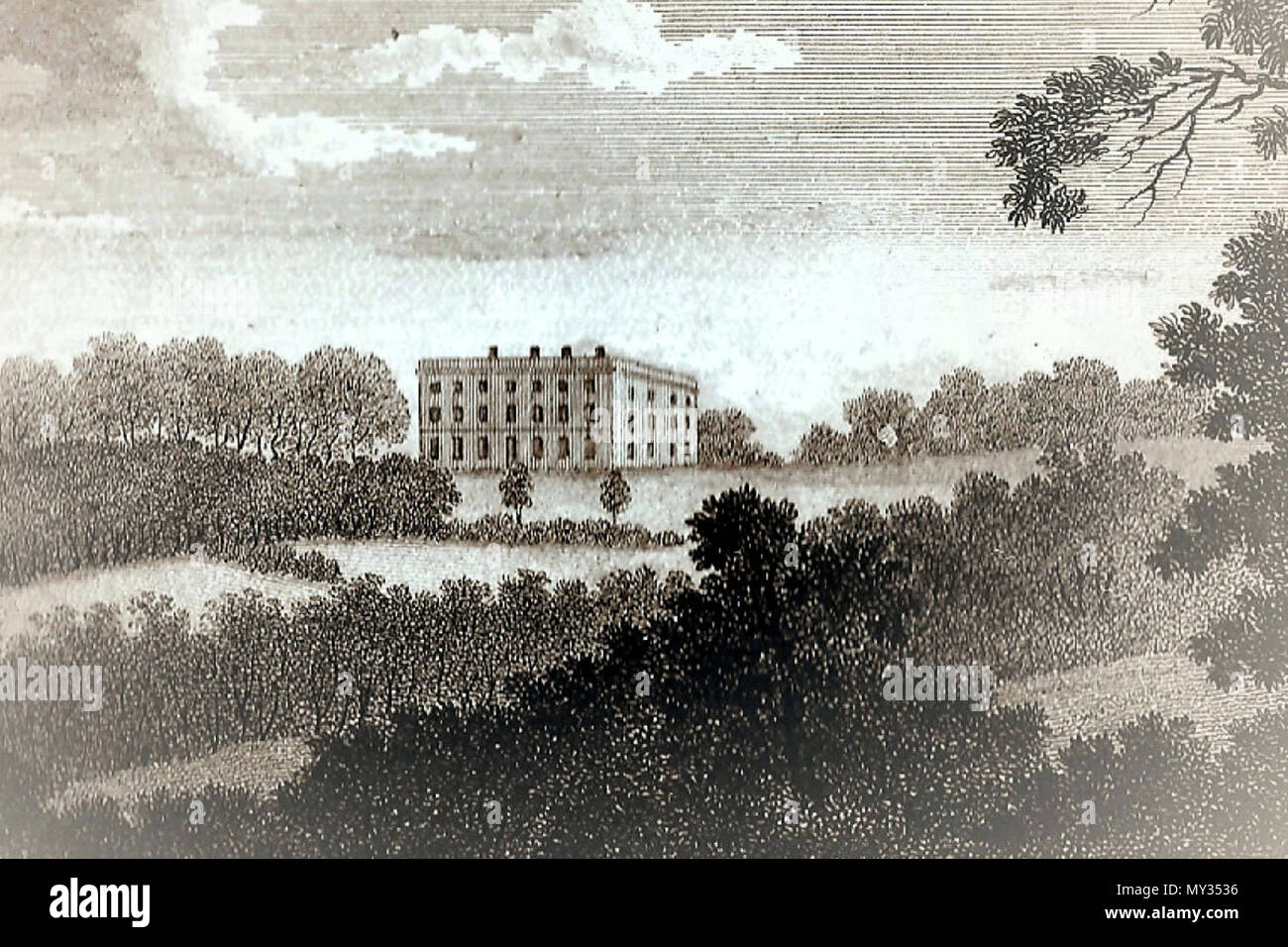 . L'original anglais : Alfreton Hall dans le Derbyshire dans environ 1800. Remarque l'original est plus grand mais très pâle . vers 1800. 522 inconnu l'original Alfreton Hall environ 1800s'est évanoui cropped Banque D'Images
