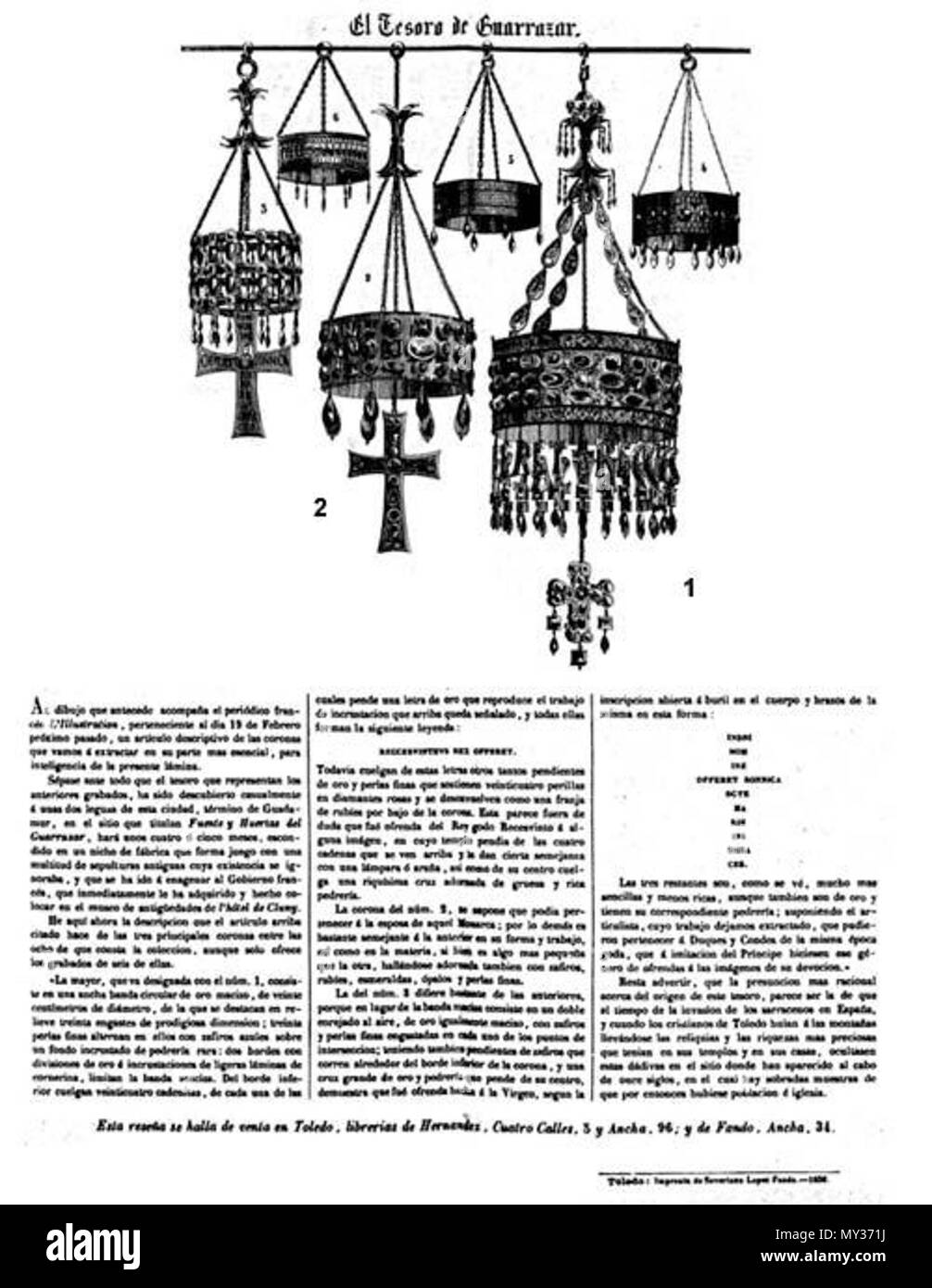 535 trésor de Guarrazar, page de "L'illustration" Banque D'Images