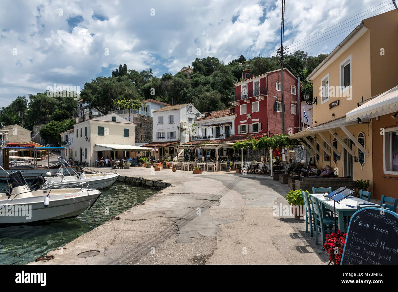Village Loggos, Paxos. Banque D'Images