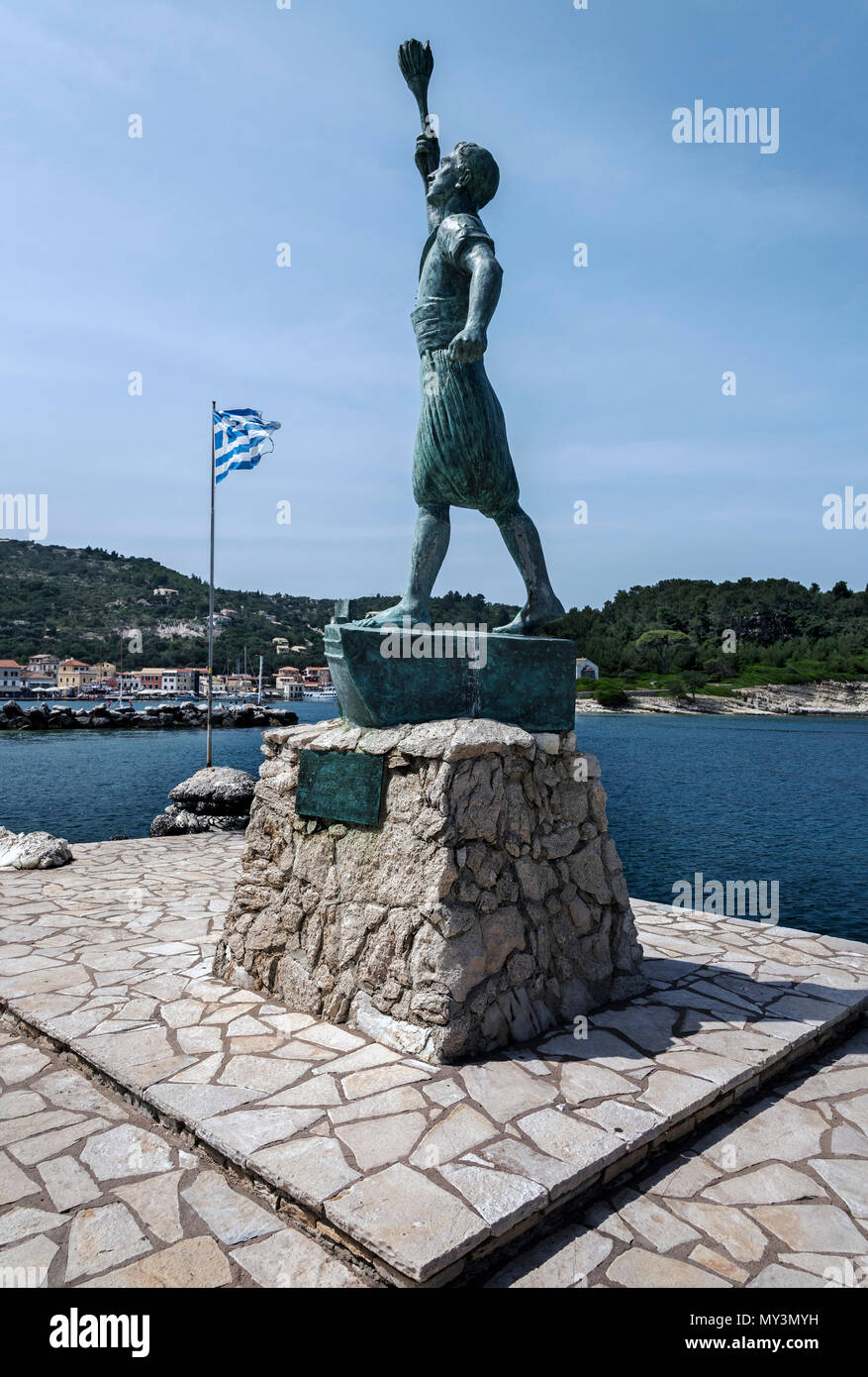 Statue de Georgios à Anemogiannis Bancasan, Paxos. Banque D'Images