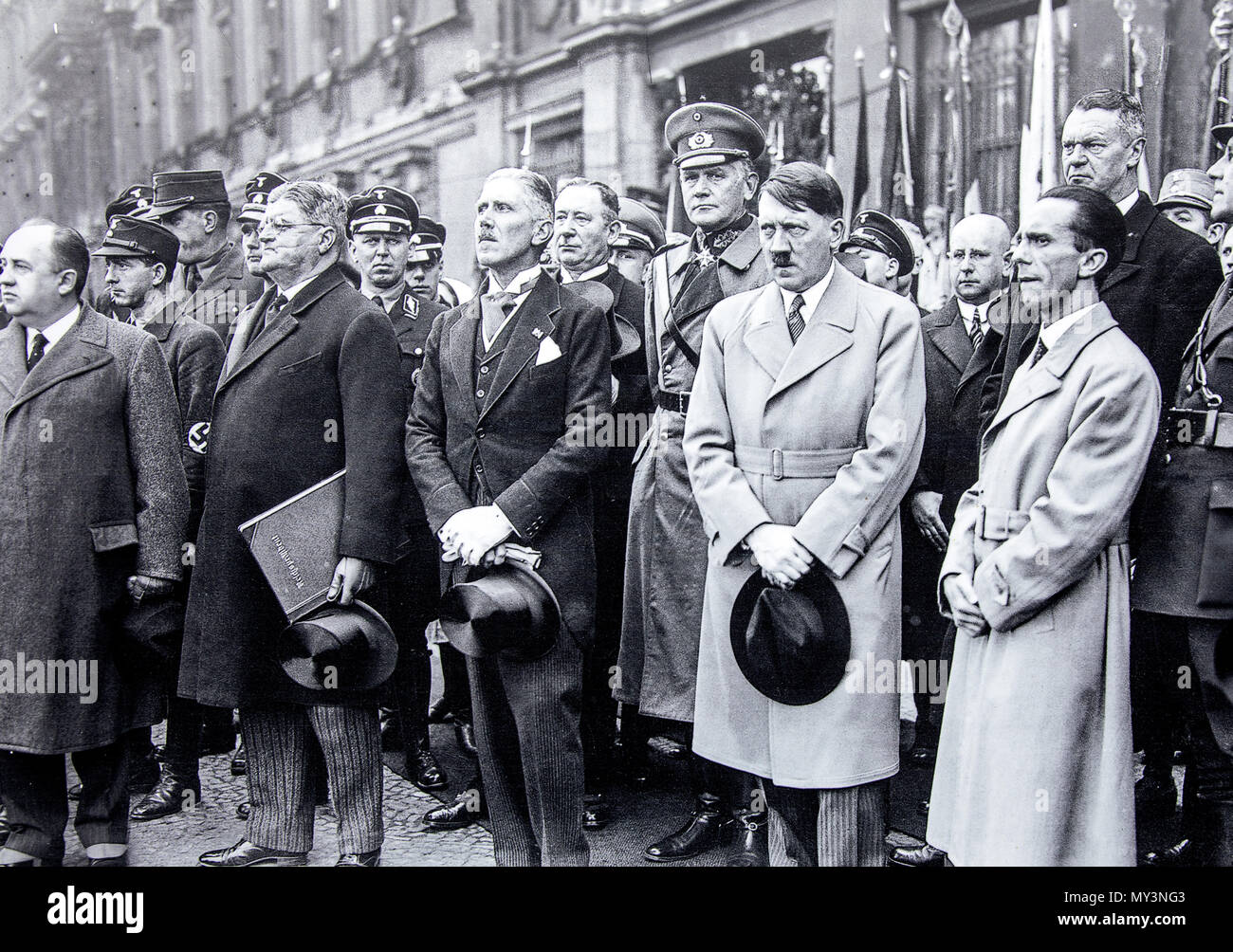 Image en noir et blanc classique des Nazis avec Adolf Hitler Allemagne Berlin Banque D'Images