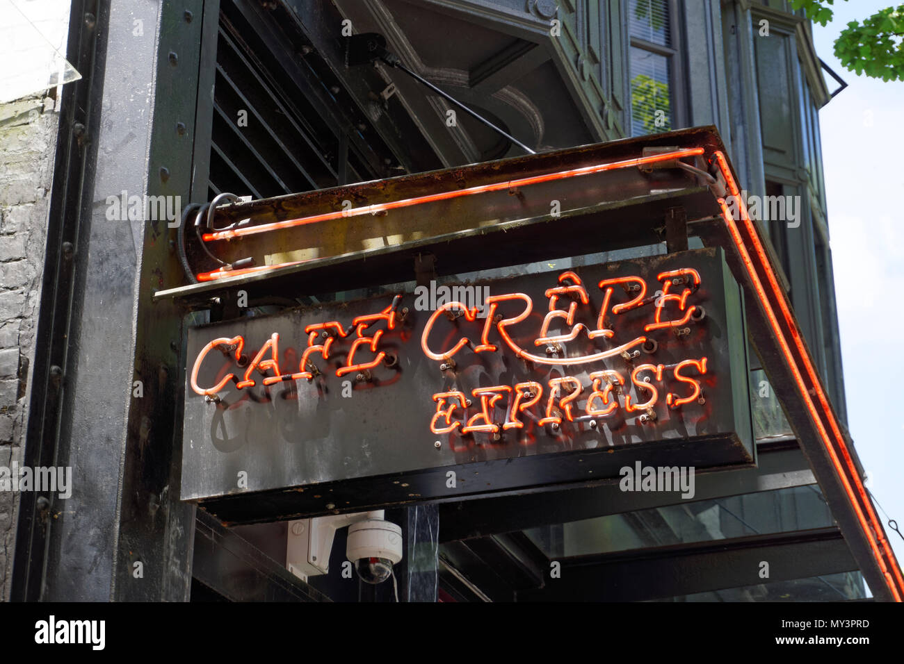 Crêpe Café Express restaurant français sur Robson Street dans le centre-ville de Vancouver, BC, Canada Banque D'Images