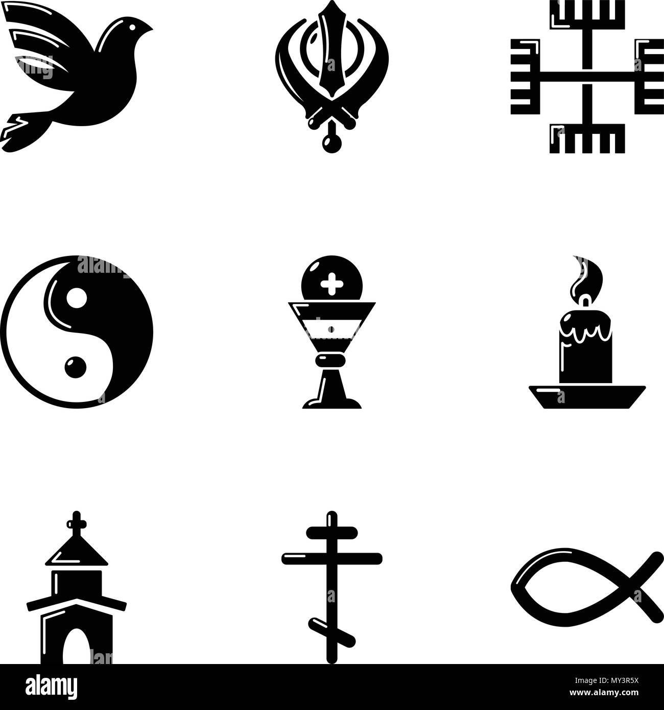 Type asiatique, le style simple icons set Illustration de Vecteur