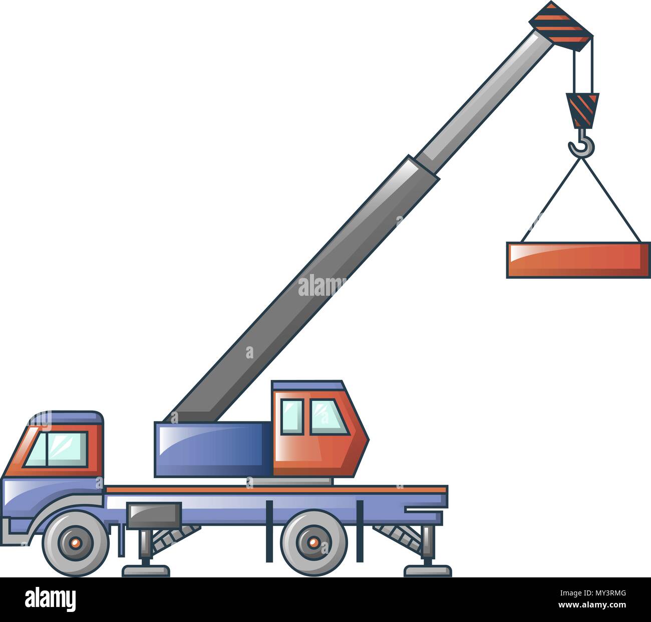 Camion grue, icône de style cartoon Illustration de Vecteur