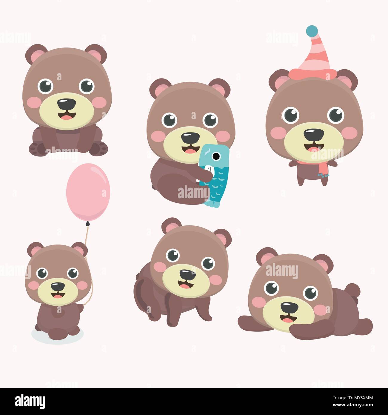 Des illustrations avec l'ours. Différentes poses. Illustration de Vecteur