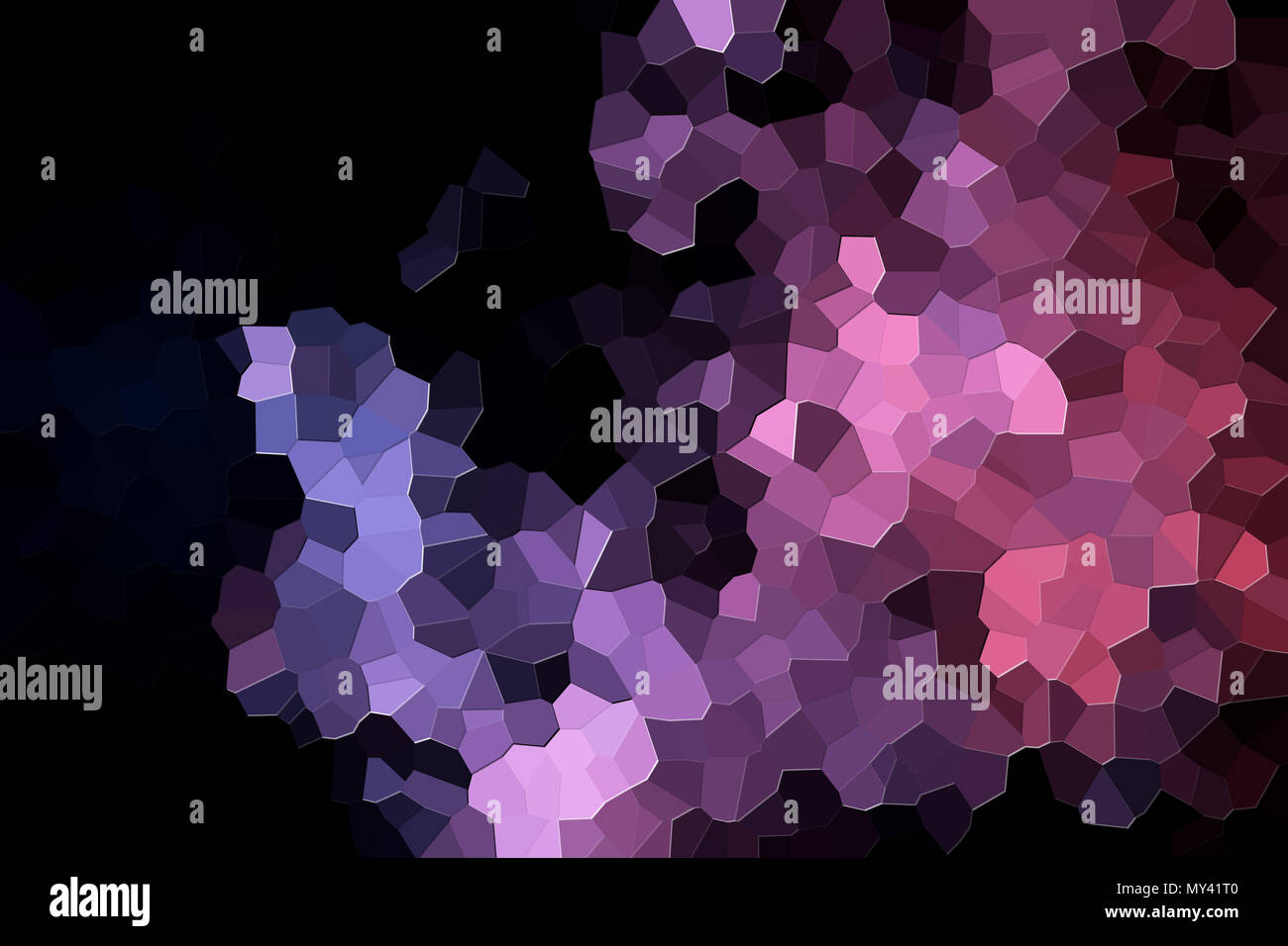 Une photographie d'un motif géométrique abstrait de divers polygones et des triangles de rose et bleu Banque D'Images