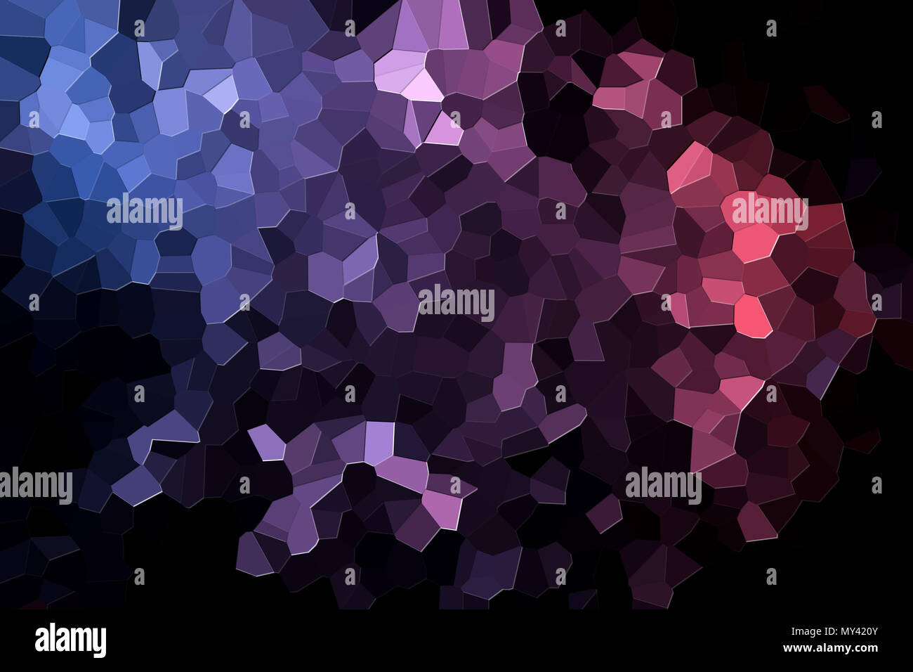 Une photographie d'un motif géométrique abstrait de divers polygones et des triangles de rose et bleu Banque D'Images