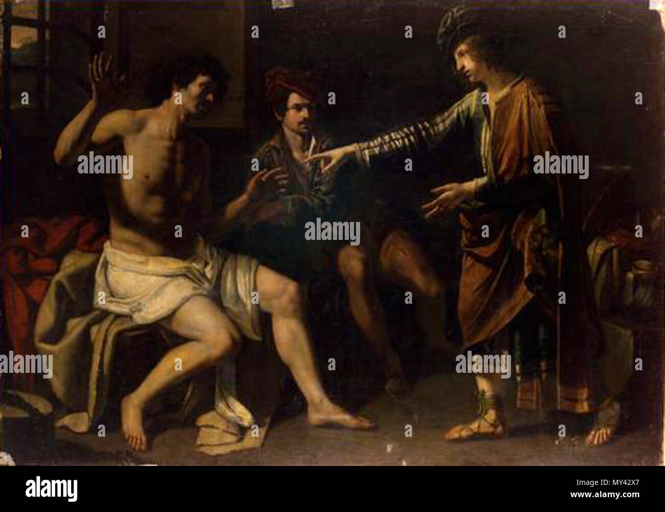 . Deutsch : Joseph im Gefängnis deutet die Träume und des Mundschenks Bäckers . Deutsch : 1625/1630 96 Caravaggeschi 005 Banque D'Images