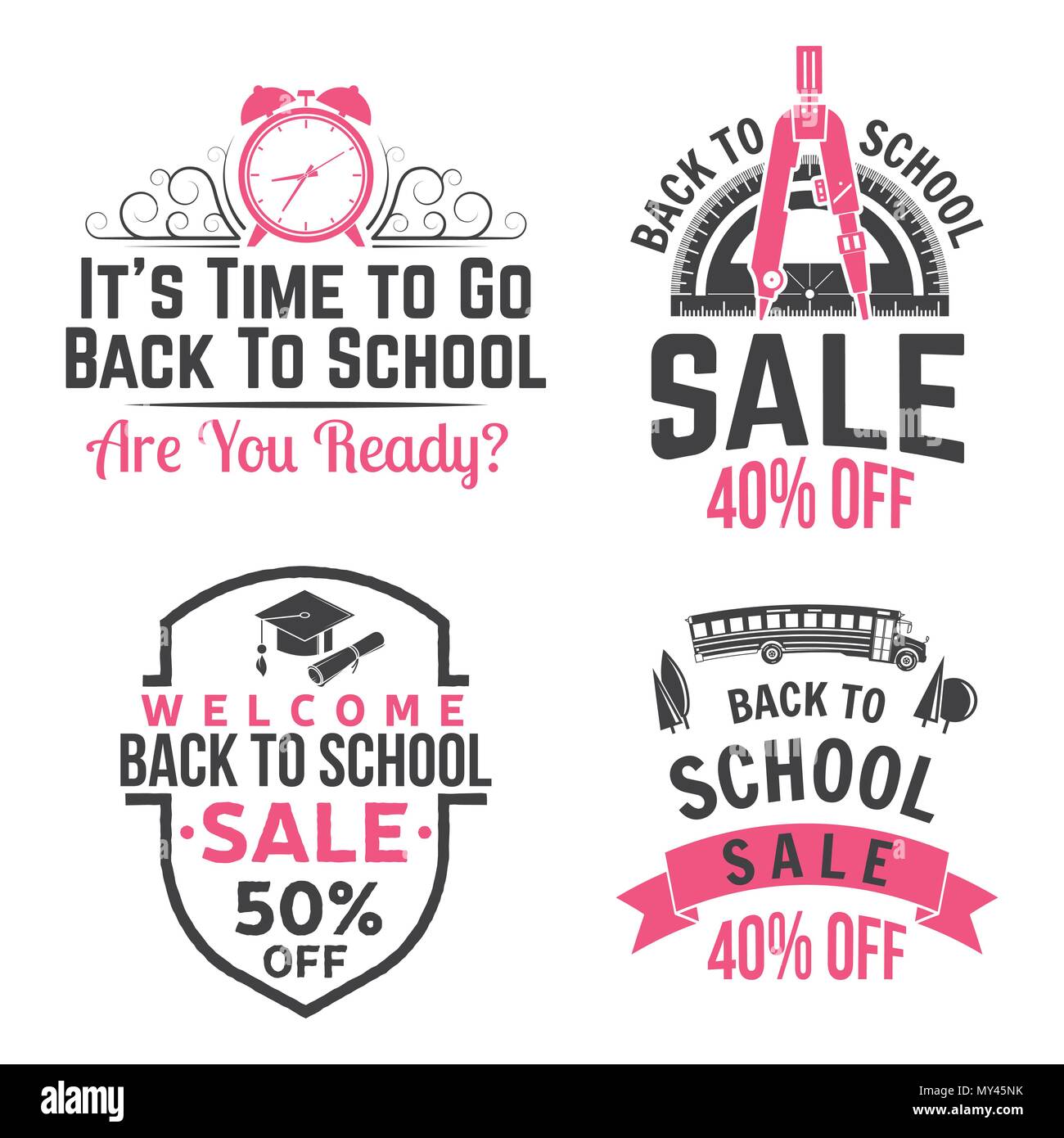 Retour à l'école du design. Pour la publicité, la promotion, affiche, dépliant, blog, l'article, les médias sociaux, le marketing ou la bannière. Vector illustration. Vintage typog Illustration de Vecteur