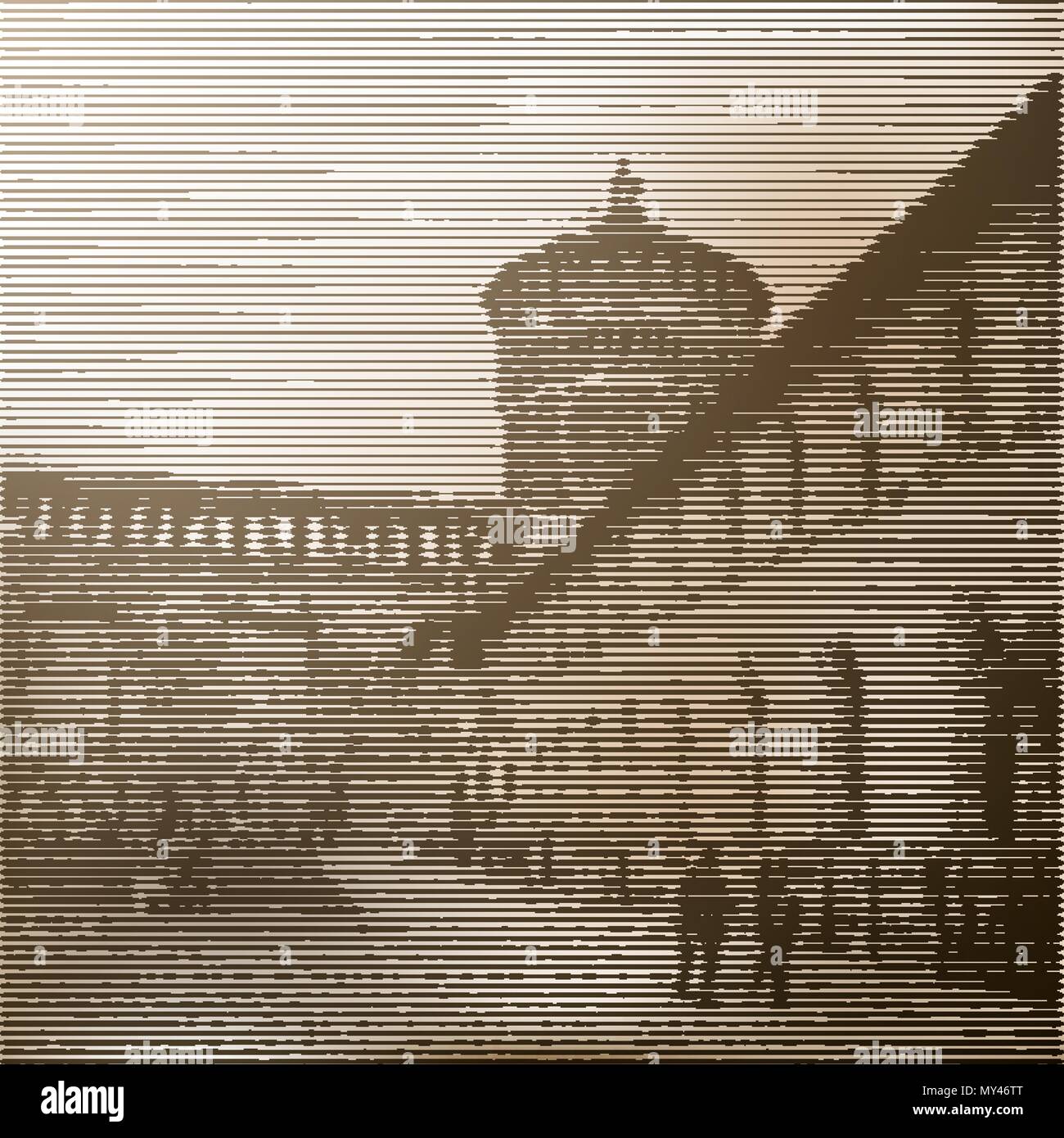 Affiche stylisée d'un château médiéval avec une tour Illustration de Vecteur