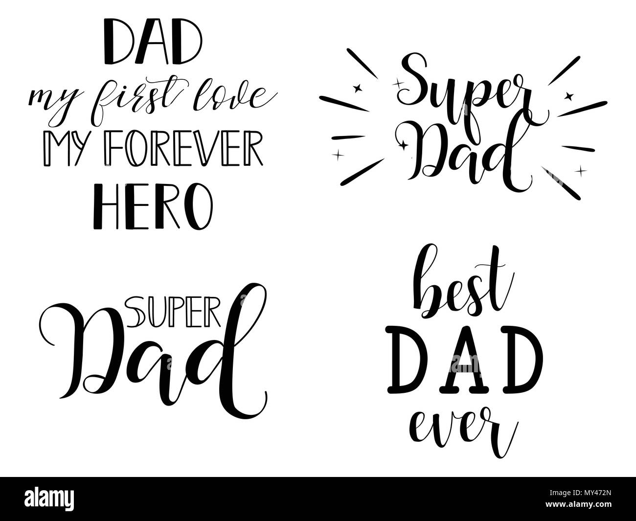 Super Papa. Le jour de père lettrage à la main pour les cartes de vœux, affiches. t-shirt et autres, vector illustration. Illustration de Vecteur