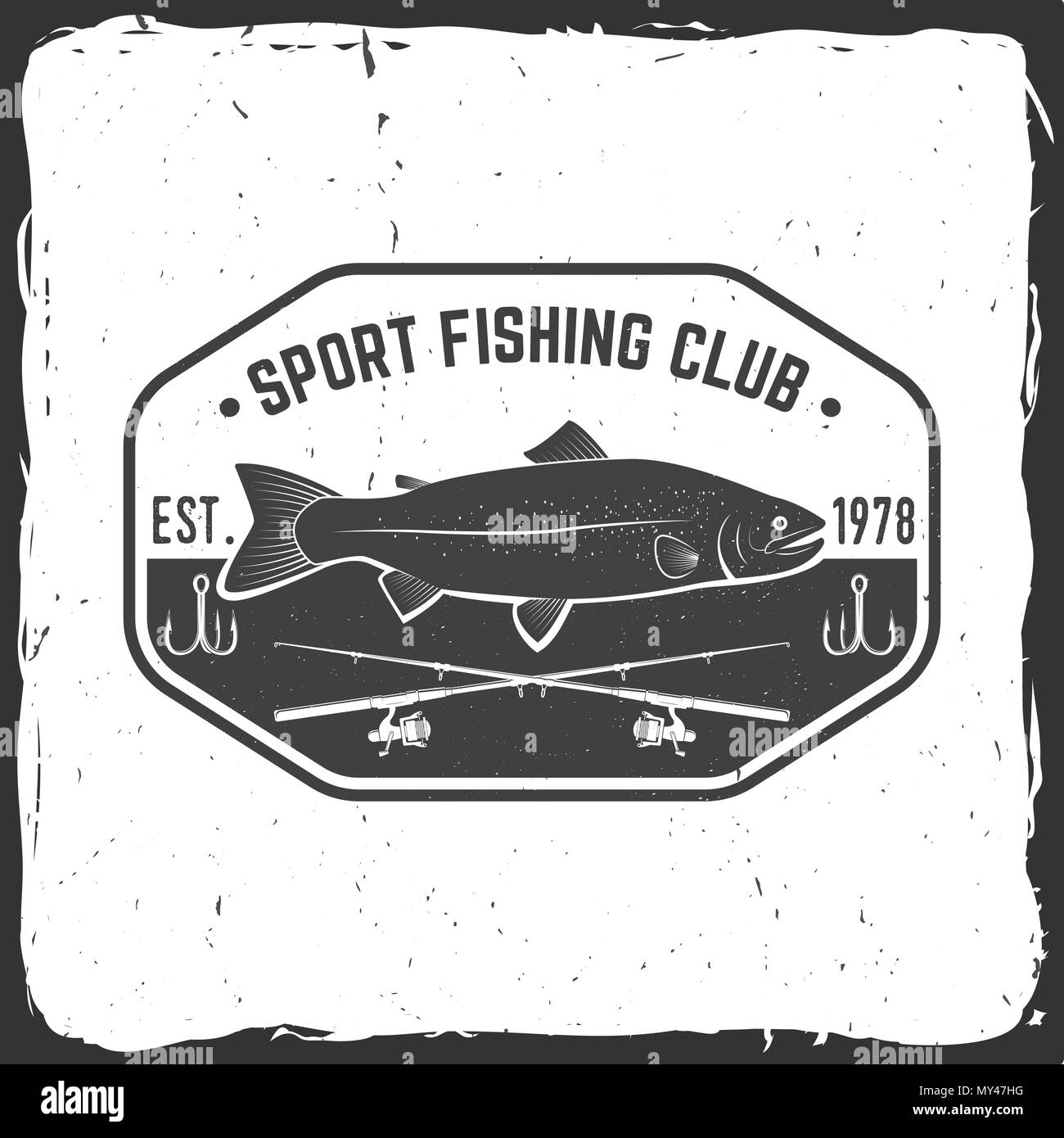 Club de sport de pêche. Vector illustration. Concept pour chemise ou d'un logo, d'impression, de timbres ou de pièce en t. Typographie vintage design avec tige de poissons et de truites arc-en-sil Illustration de Vecteur