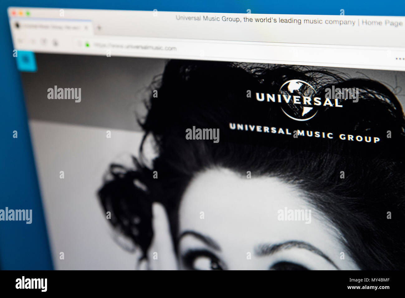 Londres, Royaume-Uni - 29 MAI 2018 : La page d'accueil du site web officiel de l'Universal Music Group - l'Américain global music corporation, le 29 mai 20 Banque D'Images