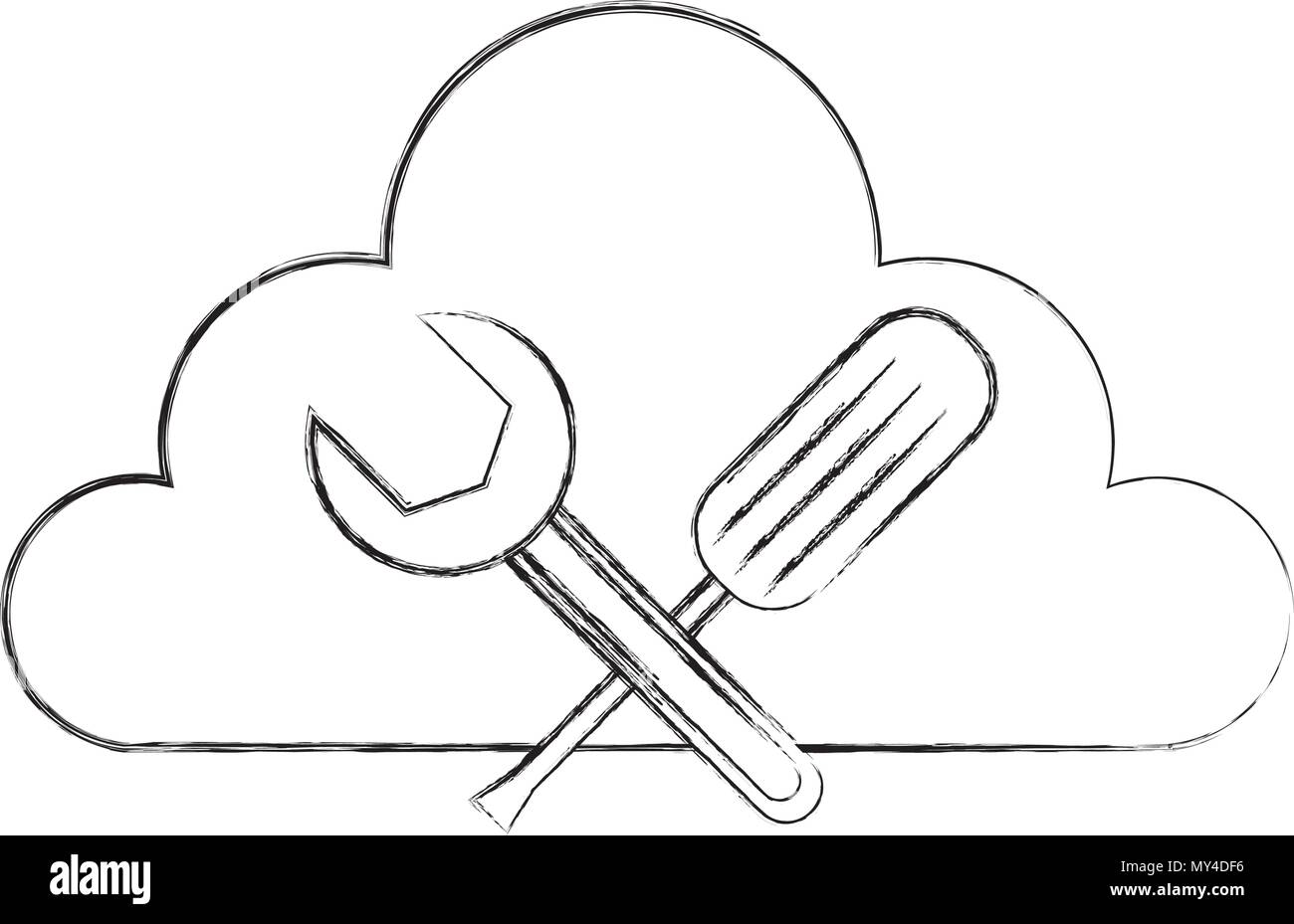 Cloud computing avec outils données vecteur illustration design centre Illustration de Vecteur