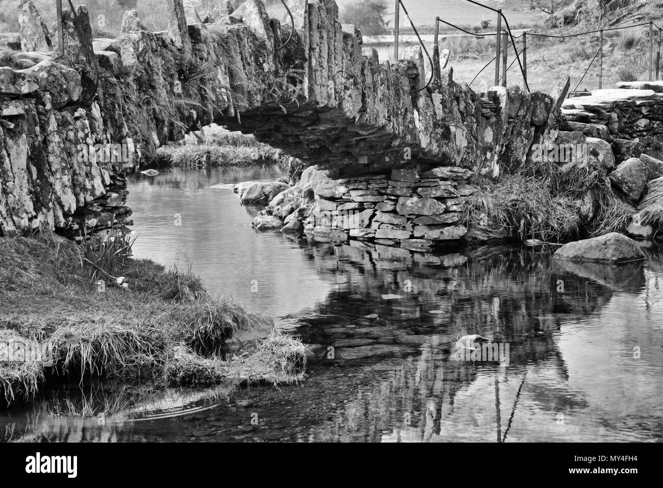 Les textures et les lignes de l'historique construction à Pont Slater, Little Langdale, Lake District Banque D'Images