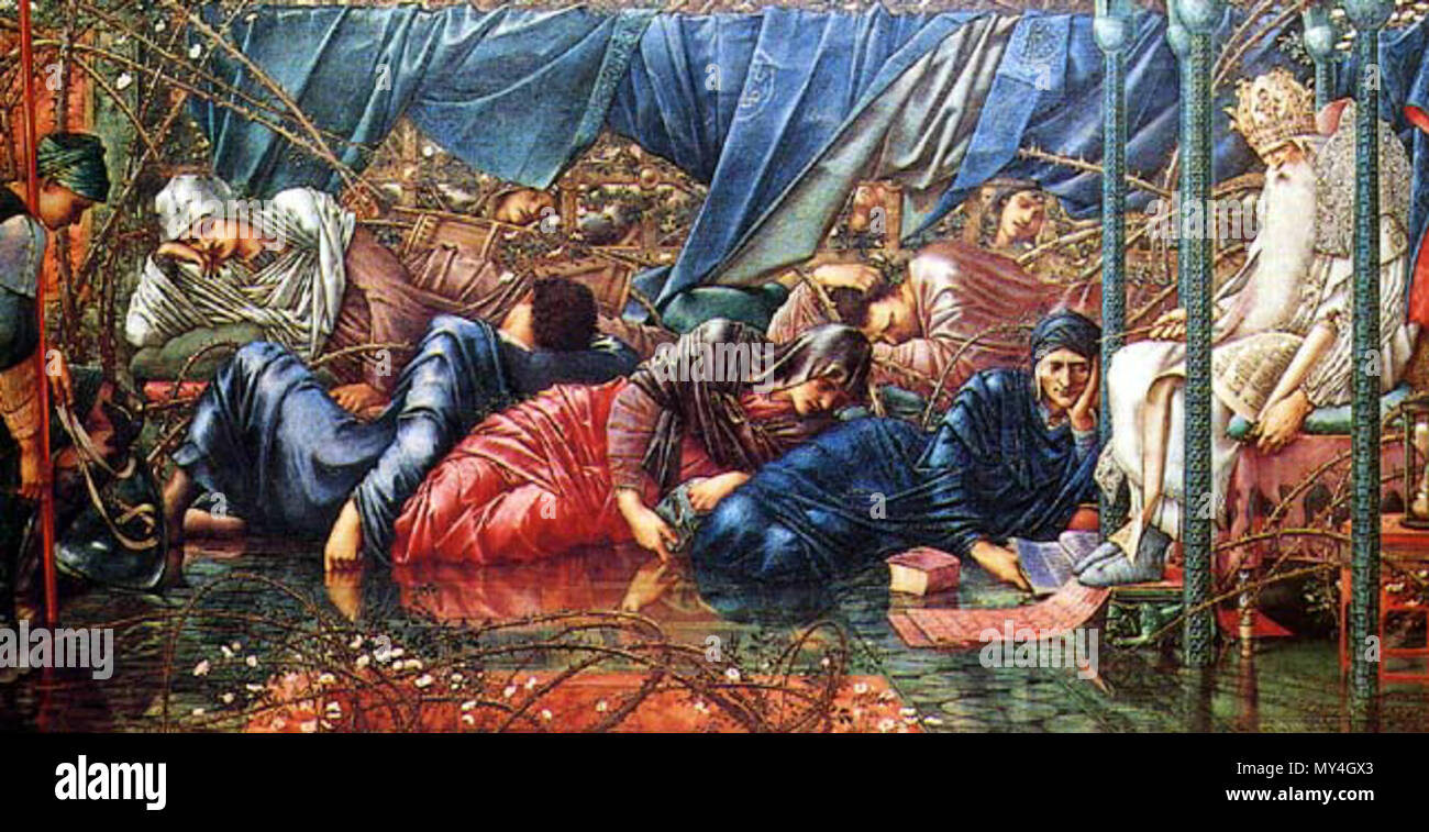 . "La salle du Conseil" de la "Légende de Briar Rose' par Sir Edward Burne-Jones, situé à Buscot Park, l'Oxfordshire. 1890 519 La salle du Conseil Buscot Park Banque D'Images