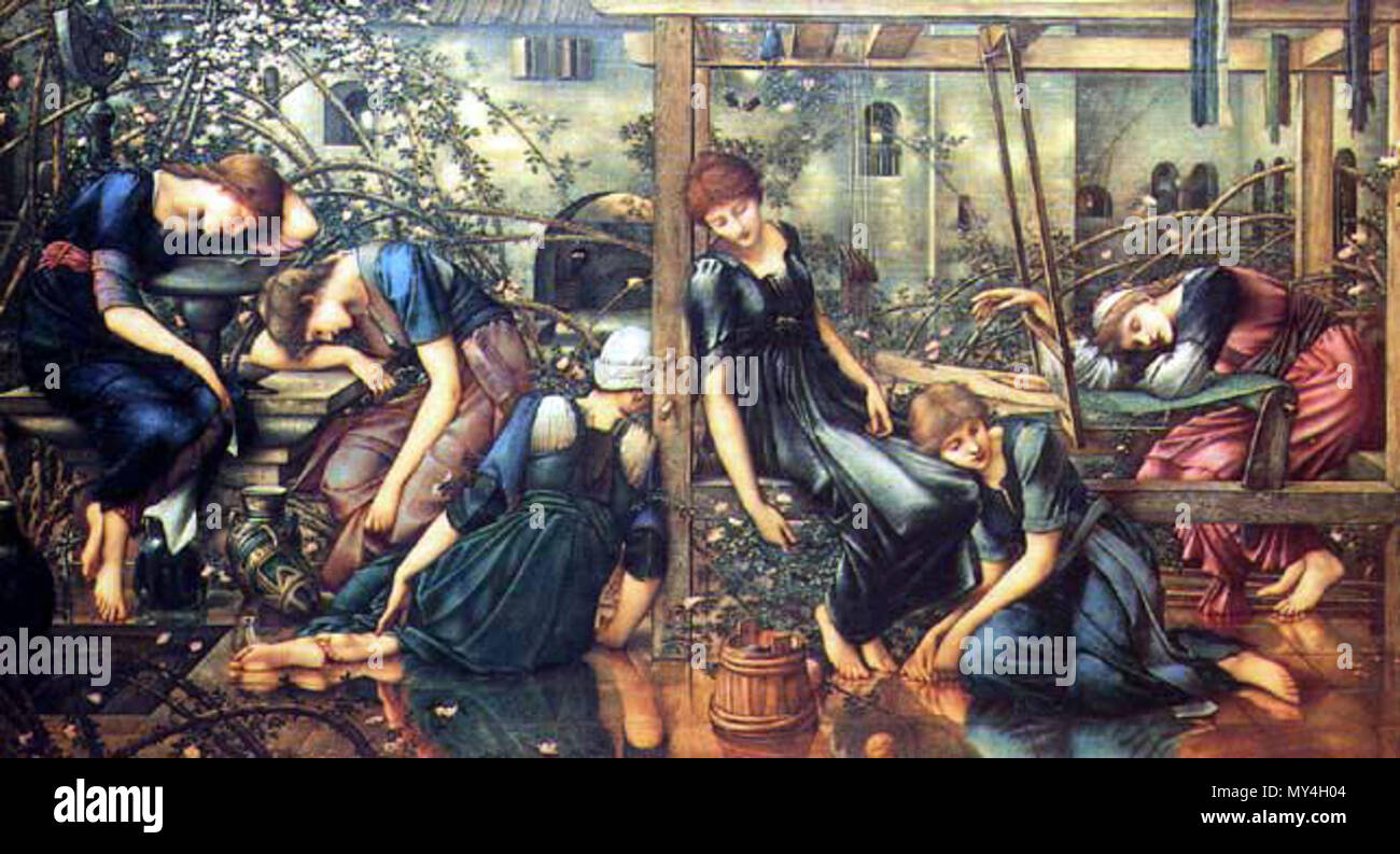 . "Le Garden Court' de la 'Légende de Briar Rose' par Sir Edward Burne-Jones, situé à Buscot Park, l'Oxfordshire. 1890 520 La Cour Jardin Buscot Park Banque D'Images