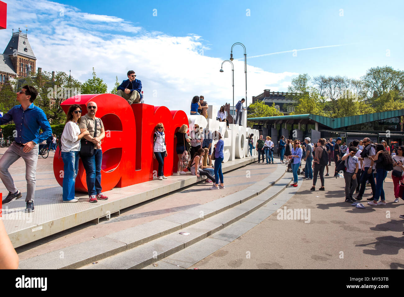 Je suis signe d'Amsterdam dans l'avant de Rijksmuseum Banque D'Images