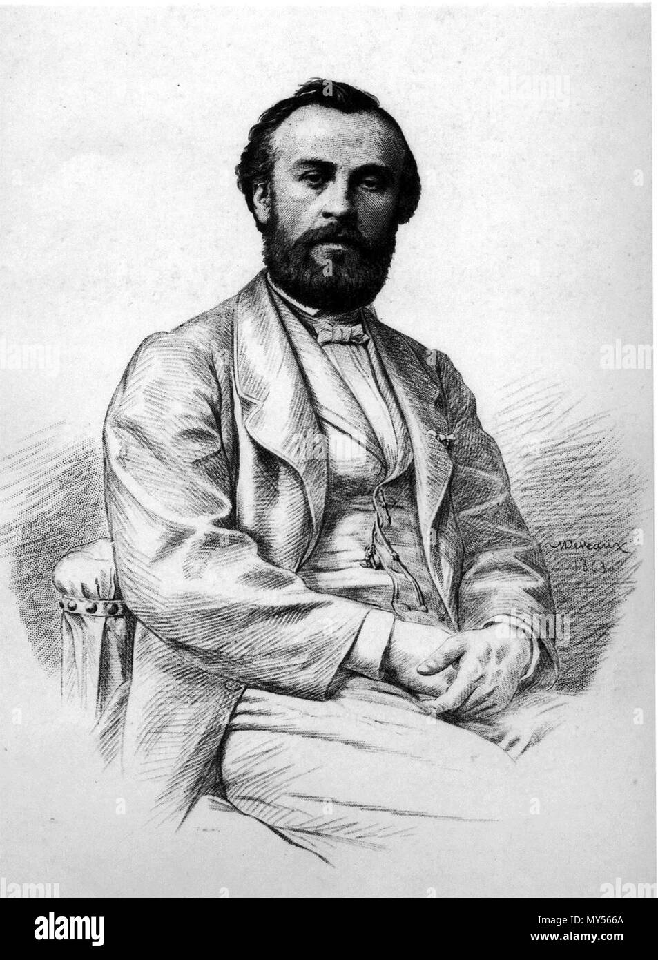 . Português : Henri Giffard, aeronauta francês, inventeur n'balão motorizado . 1863. Deveaux 235 Henri Giffard Banque D'Images