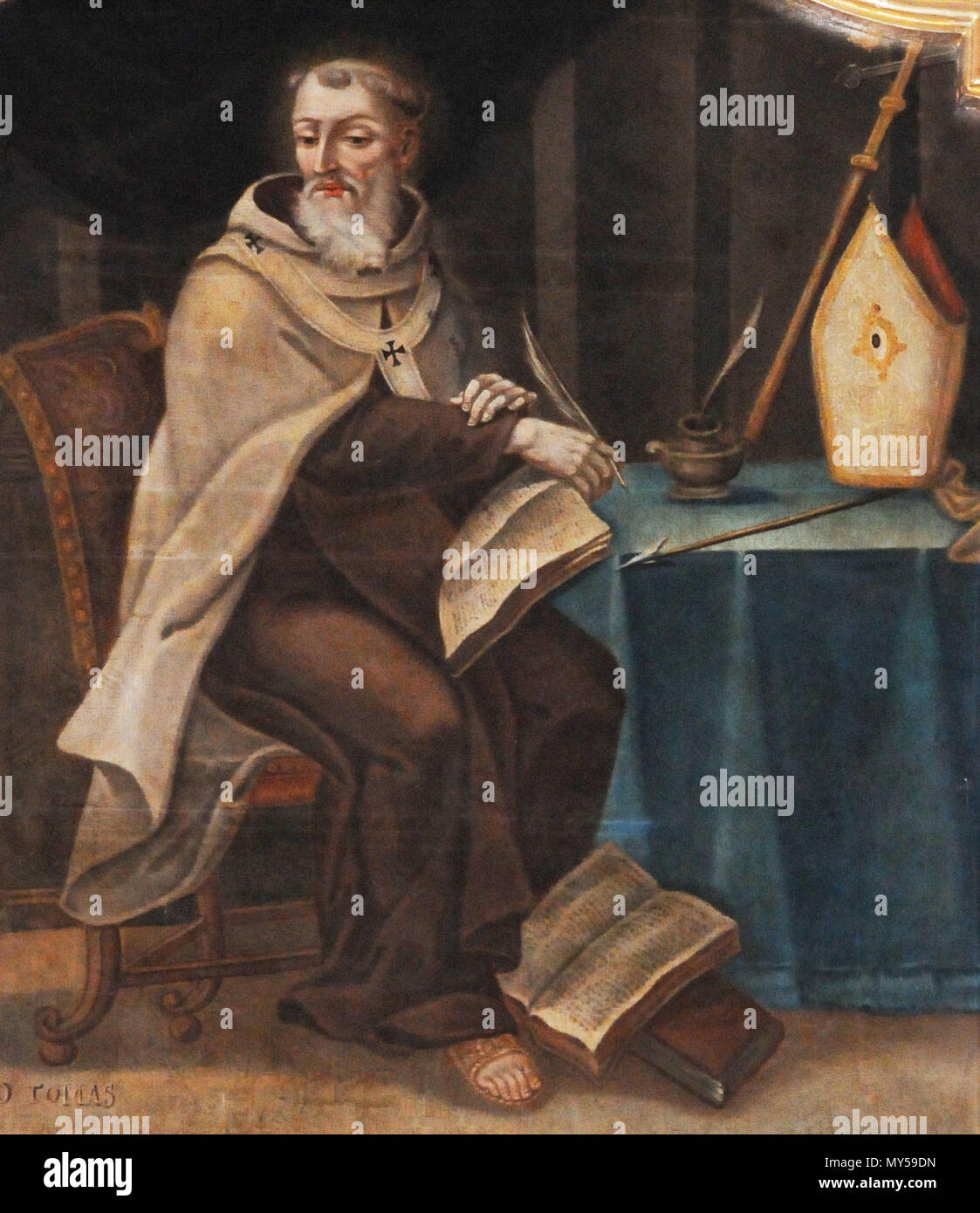 . Anglais : Peinture de Saint Peter Thomas dans l'église do Carmo, une église des Carmes à São Vicente, Braga, Portugal vers 1700 .. Inconnu 467 S. Petrus Thomas Banque D'Images