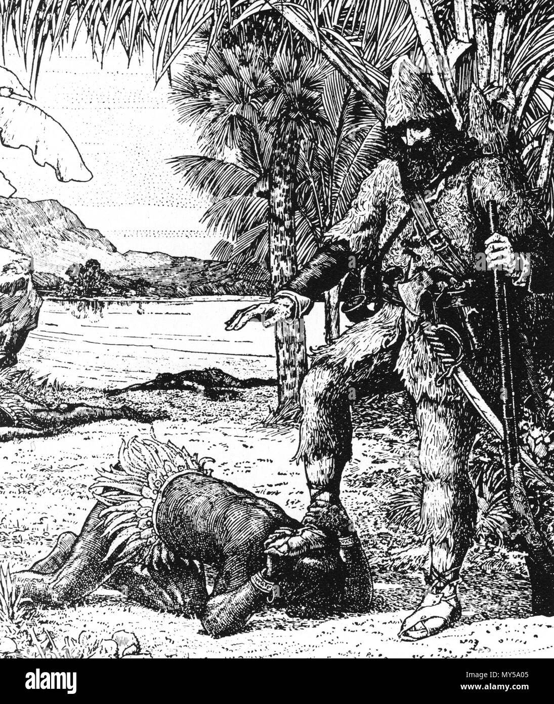Dessin Ile De Robinson Crusoe Et Vendredi Robinson crusoe and friday Banque de photographies et d'images à haute résolution - Alamy