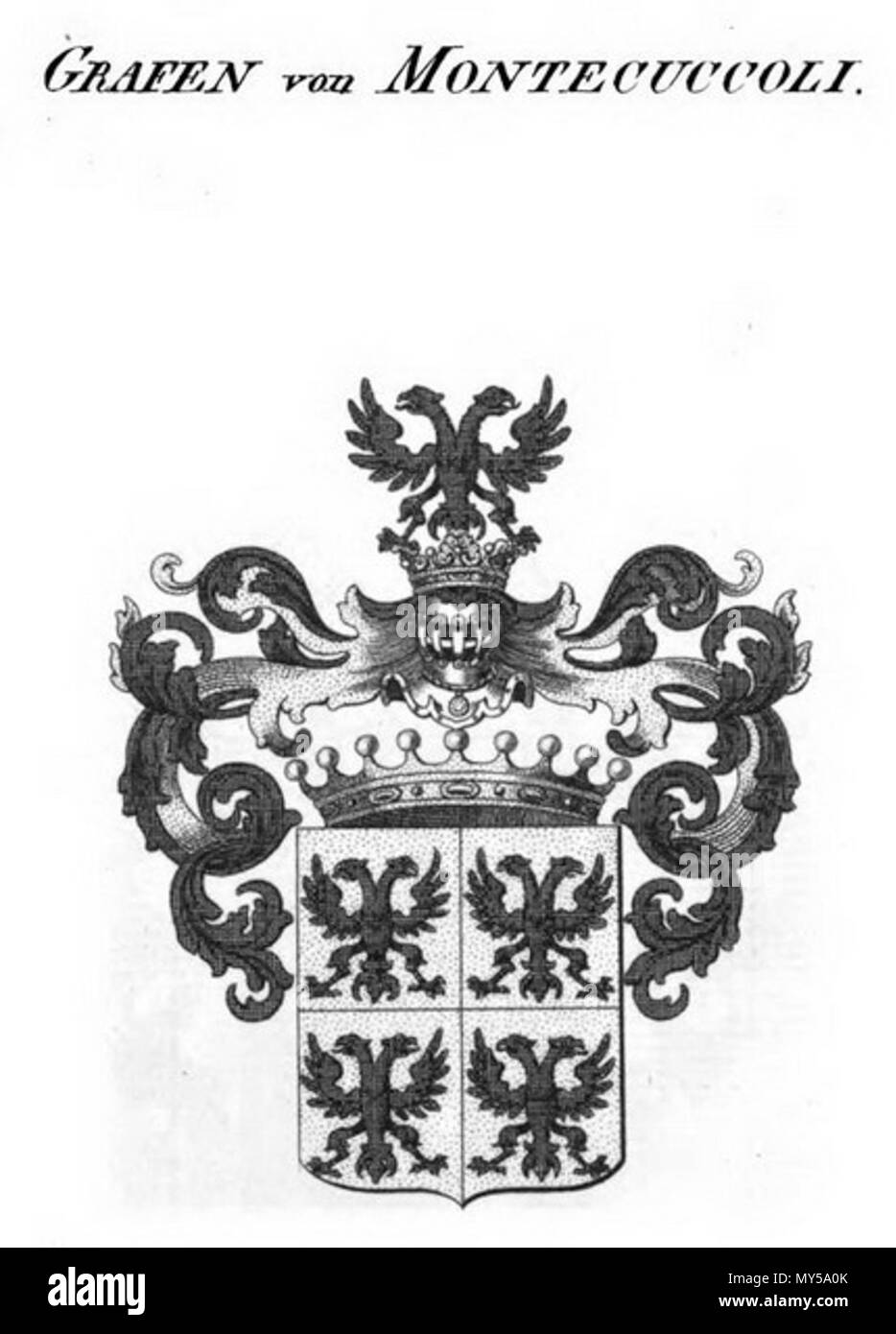 . Anglais : blason des comtes de Montecuccoli. 1833. J. A. Tyroff 558 Wappen Montecuccoli Banque D'Images