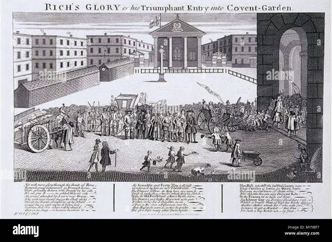 . Anglais : John Rich prenant possession de Covent Garden Theatre en 1732. Sa première performance a été la voie du monde. Português : Covent Garden Theatre, em 1732 . vers 1750. Rich-Covent 454 inconnu-Jardin Banque D'Images