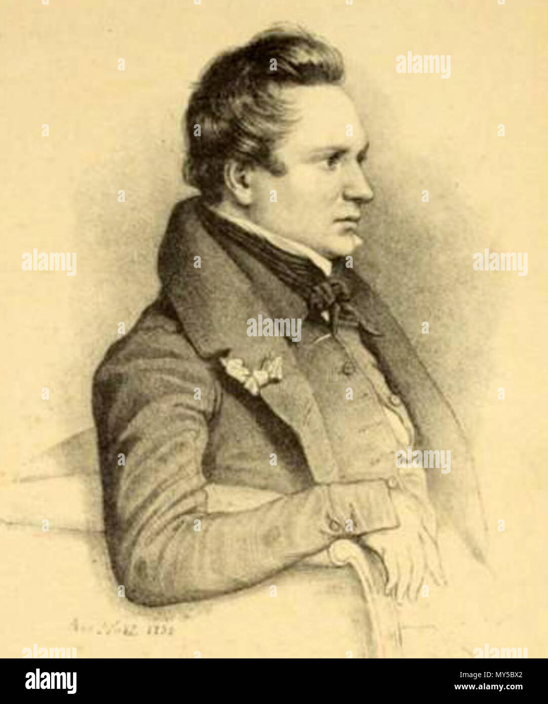 . Anglais : Portrait de Victor Hugo publié dans L'artiste, Paris 1832 . 1832. Léon Noël (1807 - 1884) 549 Victor Hugo par Leon Noel 1832 Banque D'Images