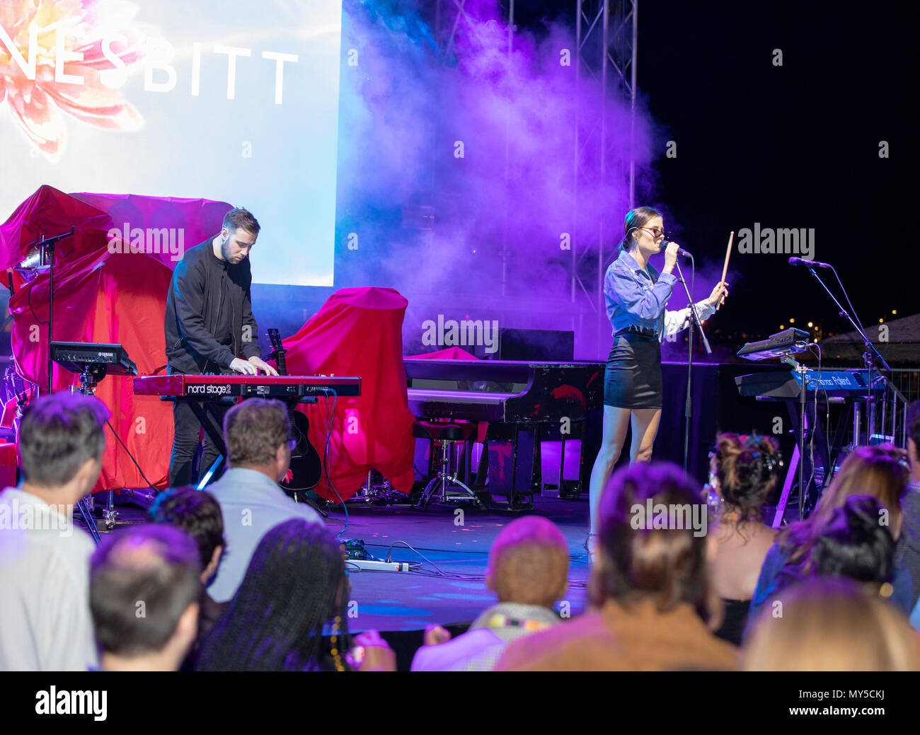 Cannes, France, 5 juin 2018 Nina Nesbitt en concert au Midem 2018, MIDEM, Cannes © ifnm / Alamy Live News Banque D'Images