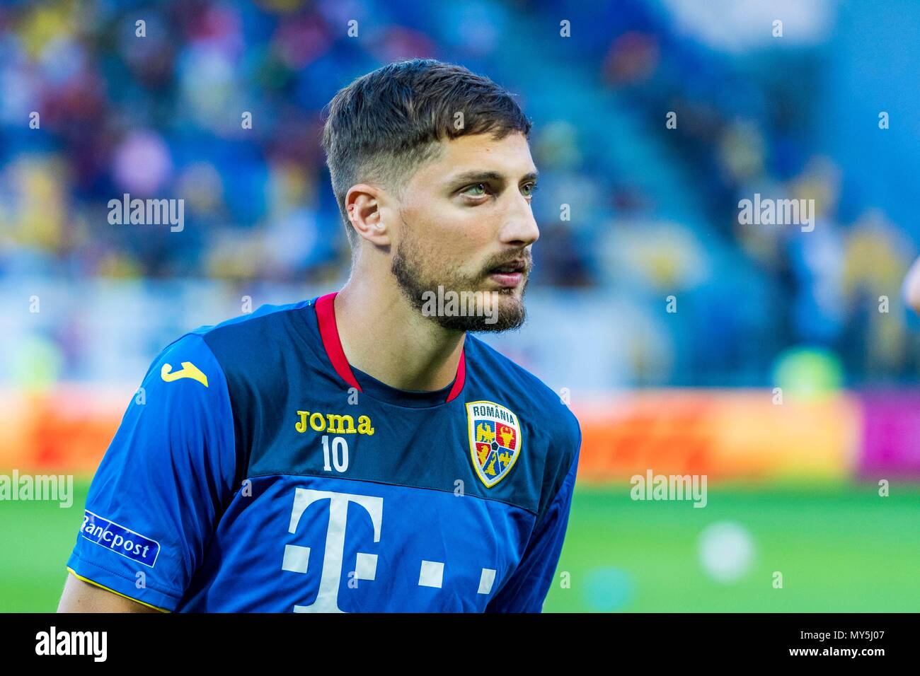 5 juin 2018 : Gheorghe Grozav # 10 (Roumanie) au cours de la Roumanie - match amical international contre la Finlande à Ilie Oana Stadium à Ploiesti, Roumanie ROU. Copyright : Cronos/Catalin Soare Banque D'Images