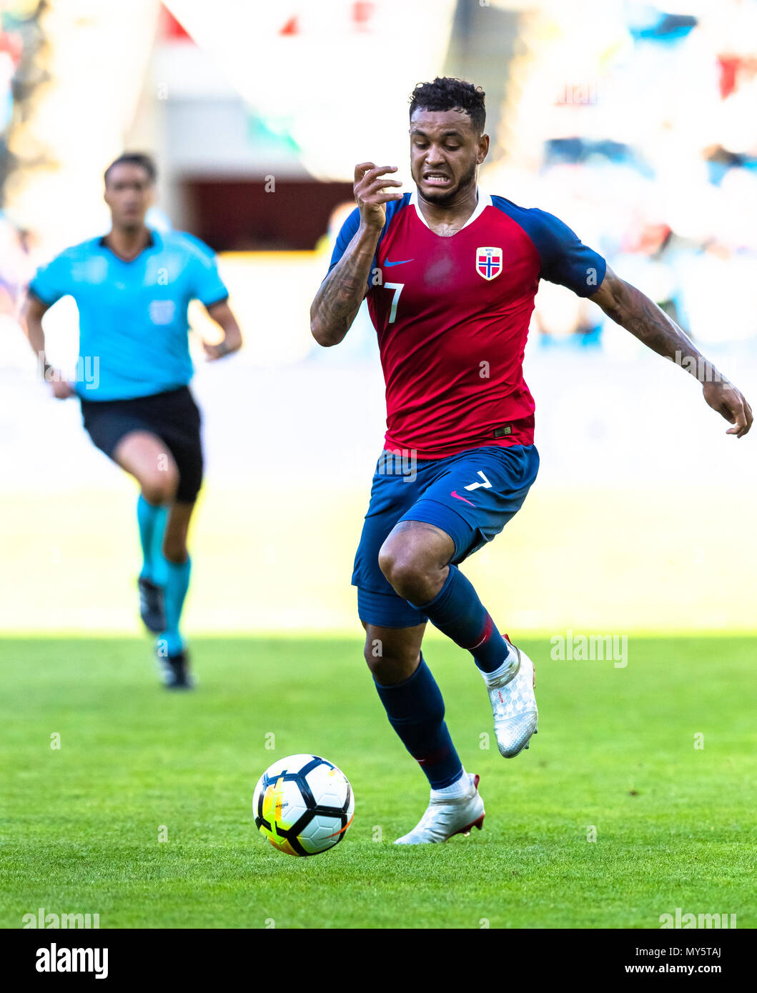 Ullevaal Stadion, Oslo, Norvège. 6 juin, 2018. Le football international friendly, Norvège, contre le Panama ; Joshua Roi de Norvège se casse en Action Crédit : attaque Plus Sport/Alamy Live News Banque D'Images