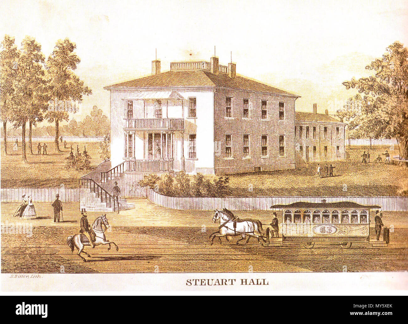 . Anglais : lithographie du 19ème siècle du vieux Steuart salle . 1868. Lithographie du xixe siècle, auteur inconnu 397 Steuart ancien hall 1868 Banque D'Images