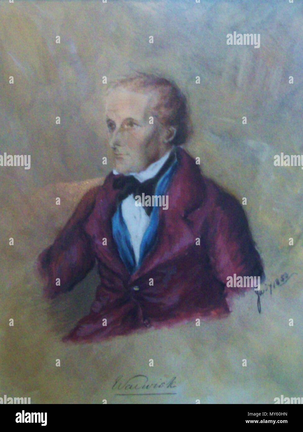 . Anglais : Portrait de Henry Richard Greville, 3e comte de Warwick, 3 Comte Brooke (1779 - 1853), par Anne Greville (Lady Anne) ; Brooke daté de janvier 1852, affiché dans le château de Warwick. Janvier 1852. Anne Greville (1829 -1903) 236 Henry Greville Banque D'Images